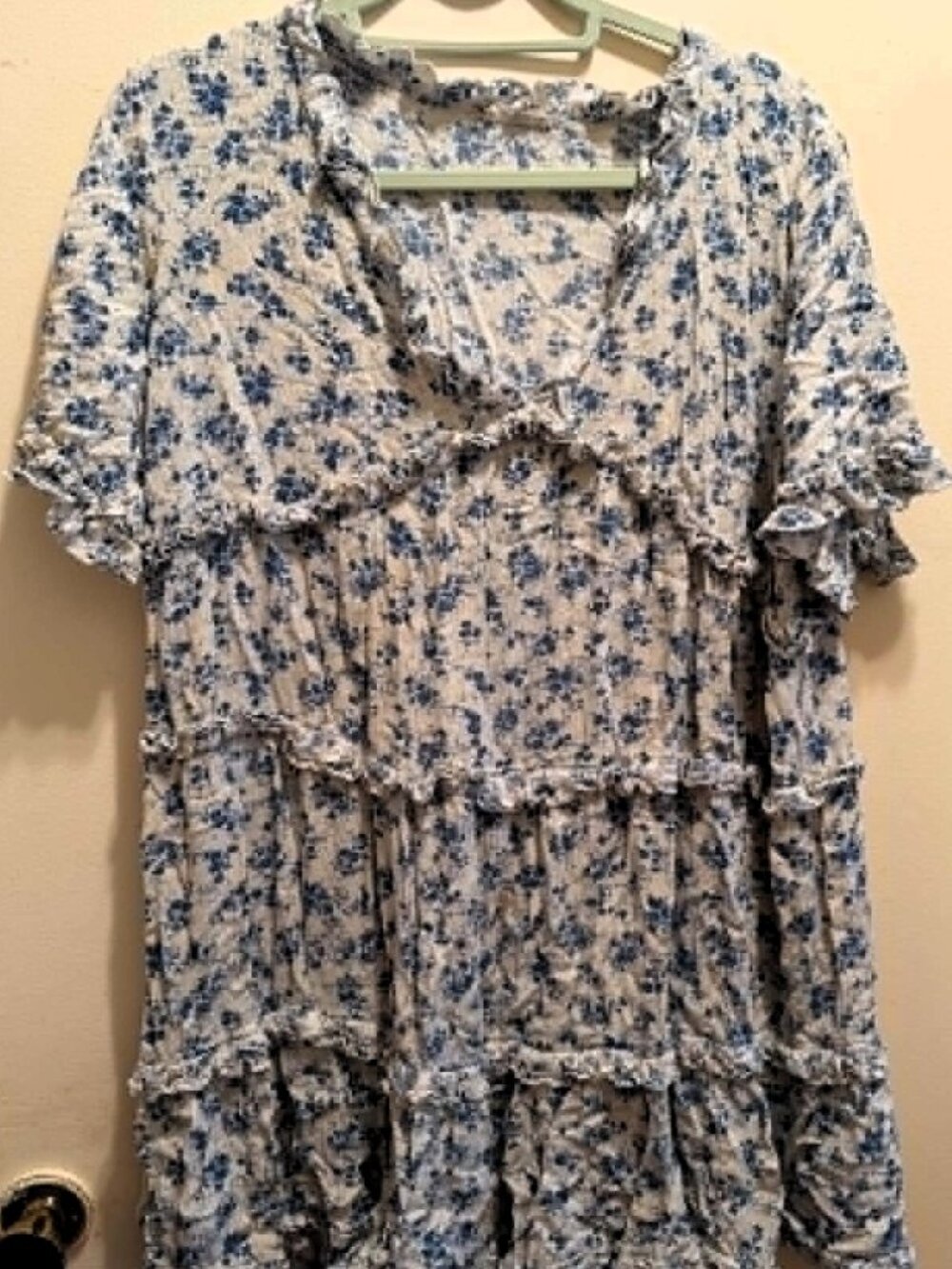 White with blue flowers, lightweight cute dress